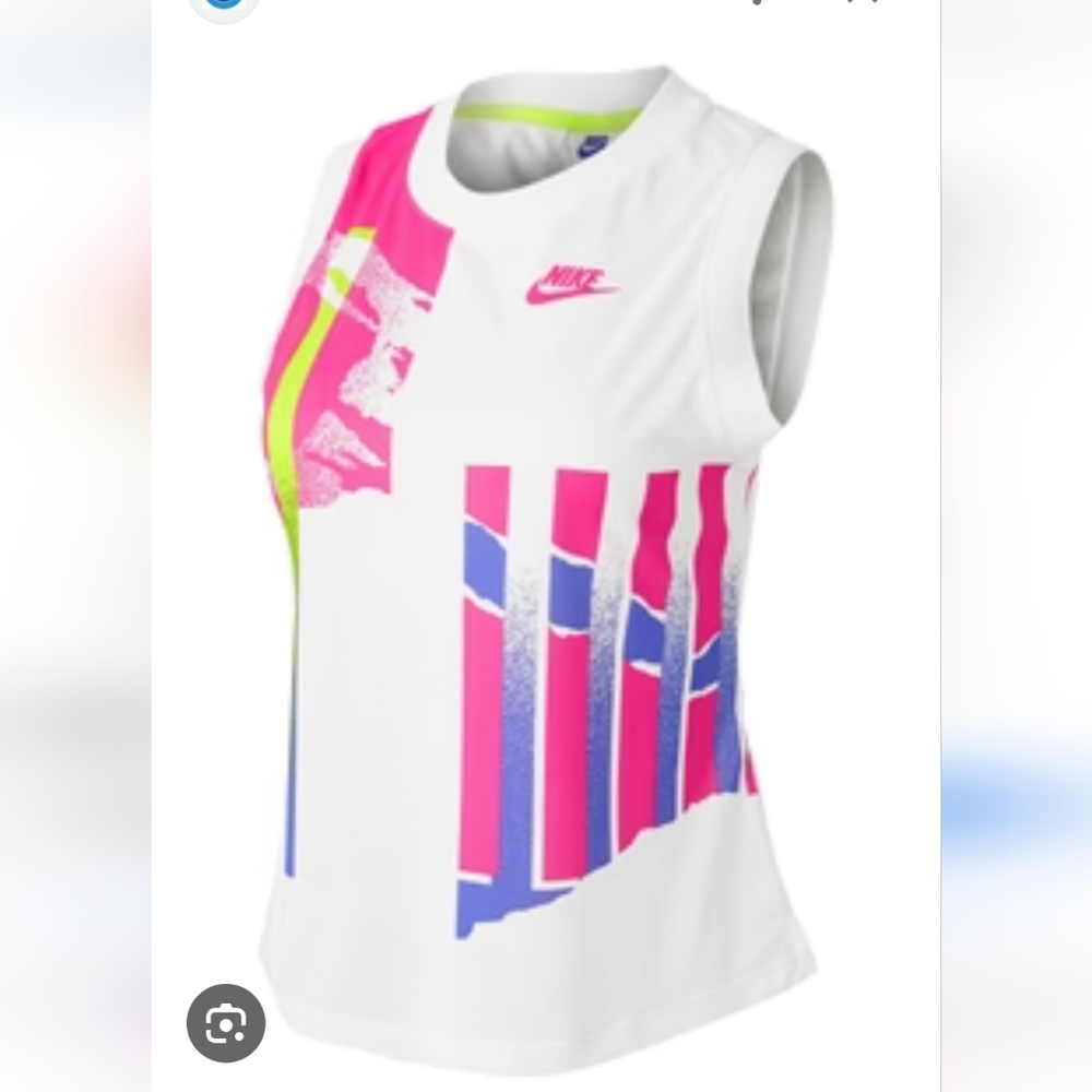 Nike White Sleeveless Top with Pink and Purple Design Size M.Used Good Condotion